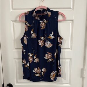 Daniel Rainn Black Sleeveless Mandarin Collar Blouse